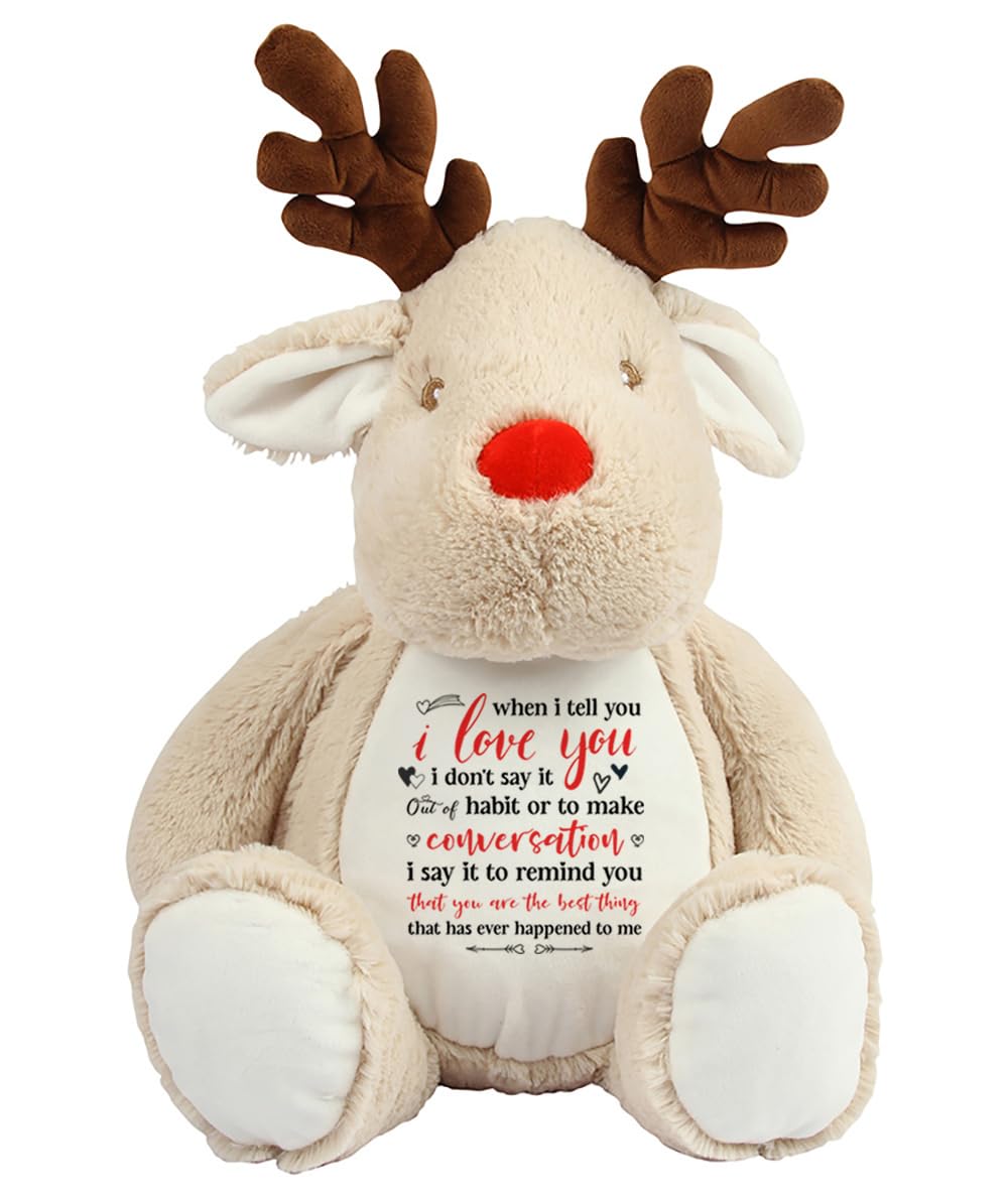 When I Tell You I Love You I Don't Say It Out of Habit, Valentine's Day Gift, Soft Toys, Teddy Bear. (Reindeer)