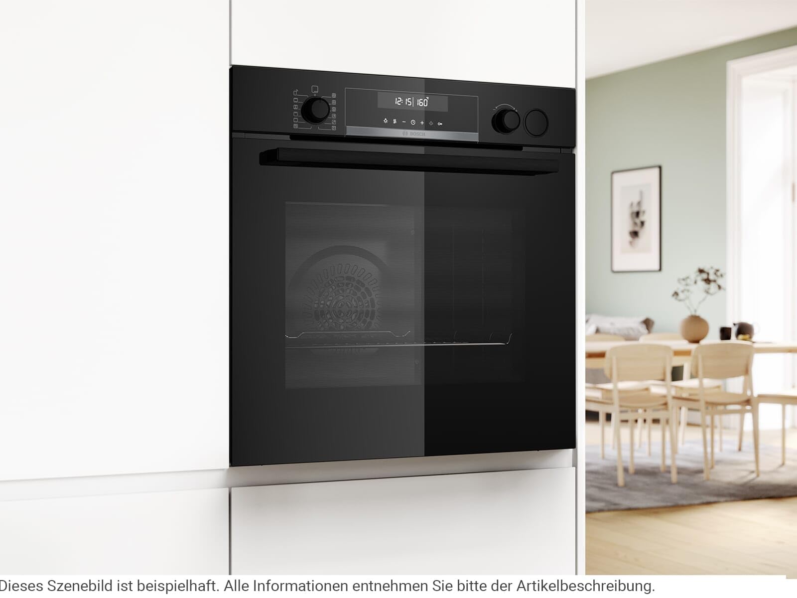 Bosch HRG578CB7, Serie 6, Smarter Einbau-Backofen mit Dampfunterstützung 60 x 60 cm, Made in Germany, Pyrolyse, Bratenthermometer, Air Fry Funktion, 3D-Heißluftfunktion, Soft Close, Backofenassistent