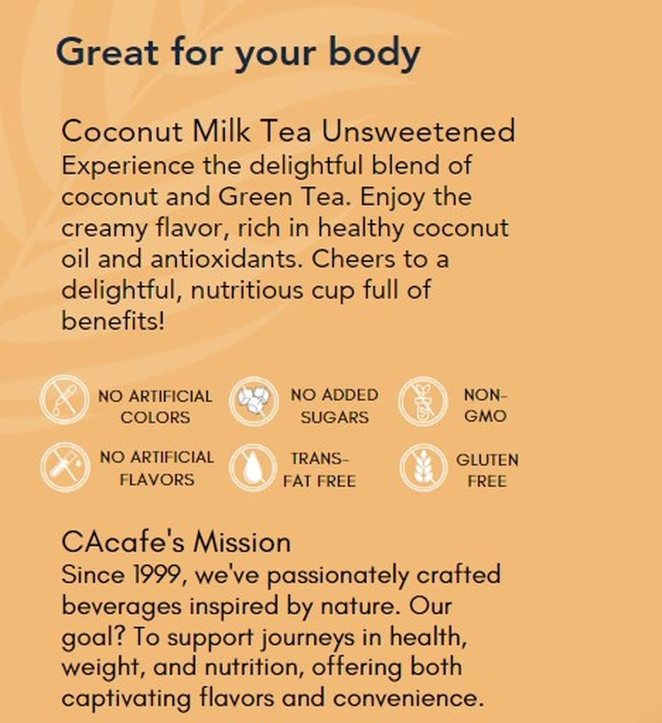 CAcafe Coconut Tea Unsweetened, Premium Black Tea infused with Creamy Coconut, No Added Sugar, Make Iced or Hot, Packed with Antioxidants, Provides Natural Energy and Stress Relief (2-Pack)