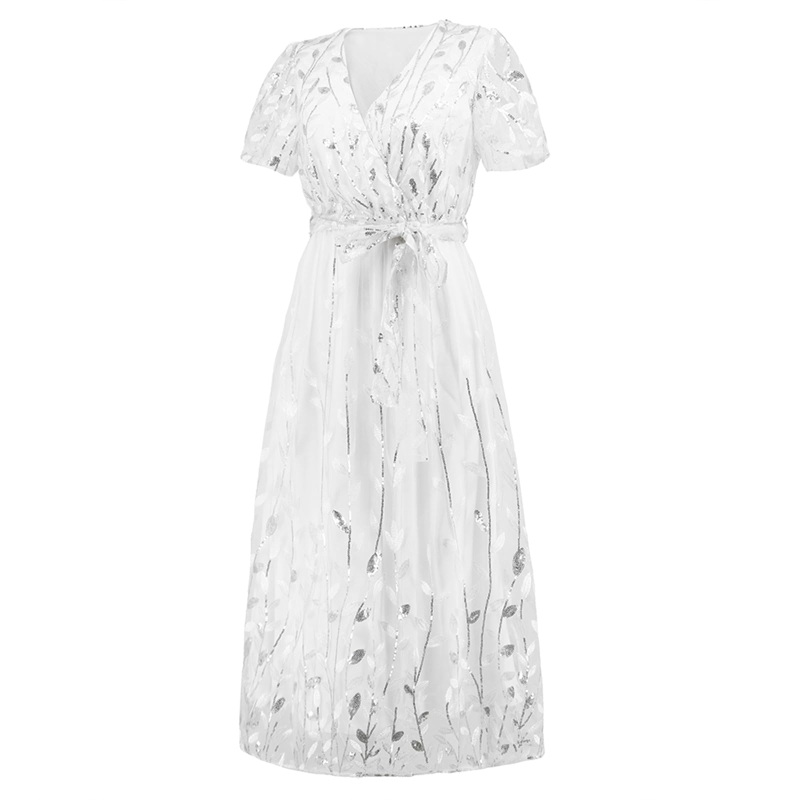 Sukienki Damskie,Damskie wiosenne letnie sukienki Wygodna sukienka na co dzień Moda Eleganckie spódnice Damskie Hafty Jasna jedwabna sukienka siateczkowa Wąskie