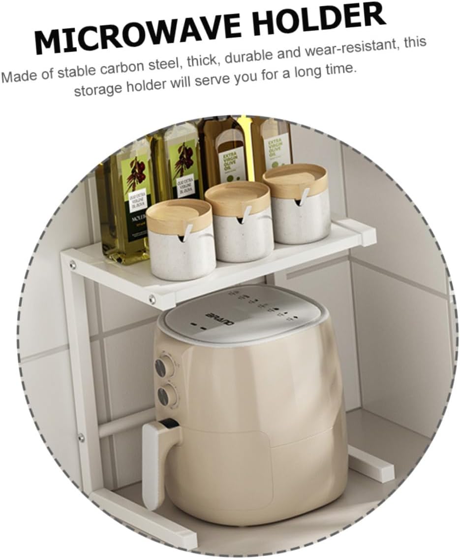 Adjustable Height Kitchen Organizer Rack Metal Oven Stand for Microwave Countertop Storage Solution Detachable Shelf Suitable for Small Appliances and Air Fryers