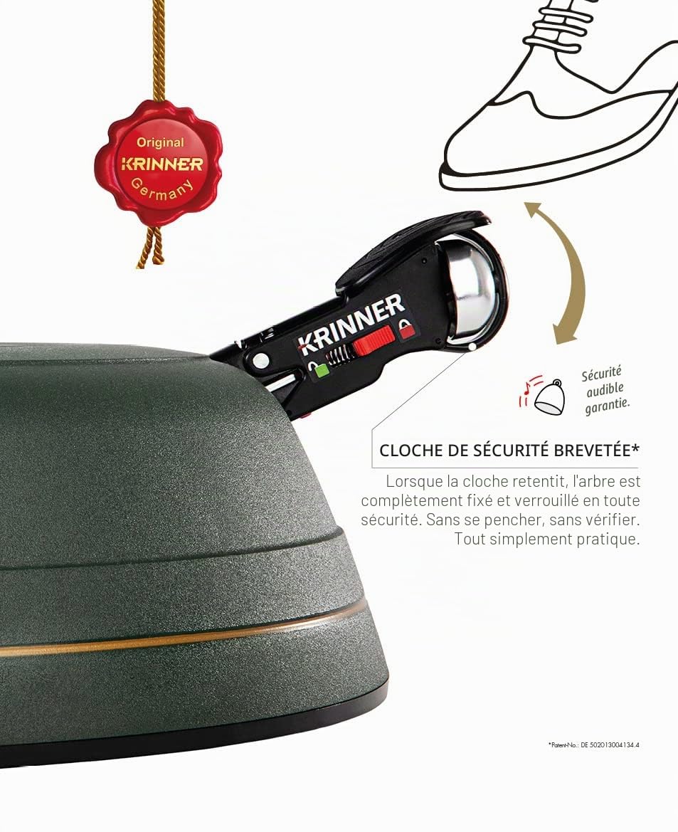 Krinner® Ultra Grip 94255 Support XXL pour sapin de Noël, avec pédale à corde, cloche de sécurité et réservoir d'eau de 11 l pour hauteur d'arbre jusqu'à 4 m, fabriqué en Allemagne, vert (mat)
