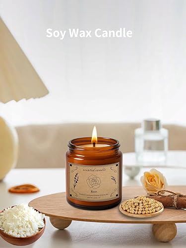 Miniatura 3 de Velas perfumadas, vela perfumada en tarro grande de 16 onzas, vela de cera de soja rosa con 100 horas de tiempo de combustión, vela de aromaterapia