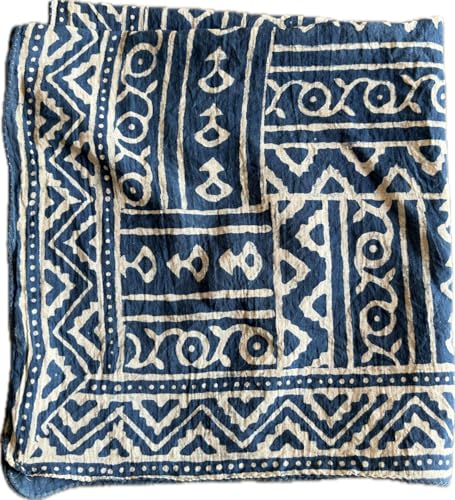 Indigo Bandana Organic Cotton Bandana Moselle, Bandana Scarf, Paisley Design Scarf, Vibrant Color, High-Quality, Winter Scarf, Unique Design Geometric Scarf, Hand Printed Bandana2