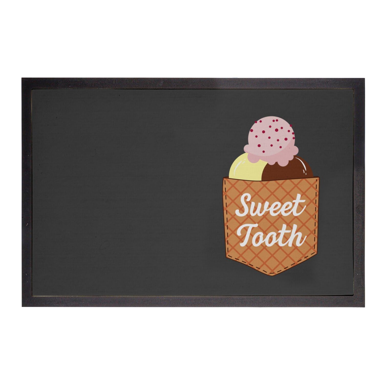 Paillasson noir motif dessert de 75x50cm grand tapis entrée de maison Sweet Tooth