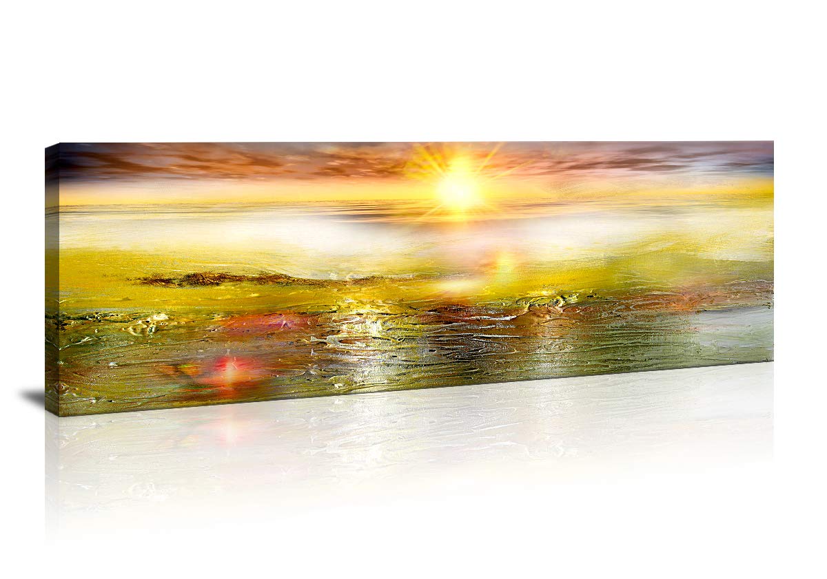 Wall Art Modern Canvas Painting Wall Art The Picture for Home Decoration Black White and Red Tree Landscape Print On Canvas Giclee Artwork for Wall Decor (16inchx48inch, Yellow Abstract)