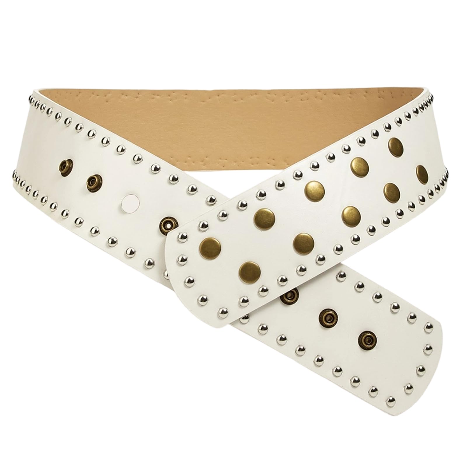 MICFENY Edgy Studded Punk Belt With Adjustable Length Durability Synthetic Leather for Men and Women