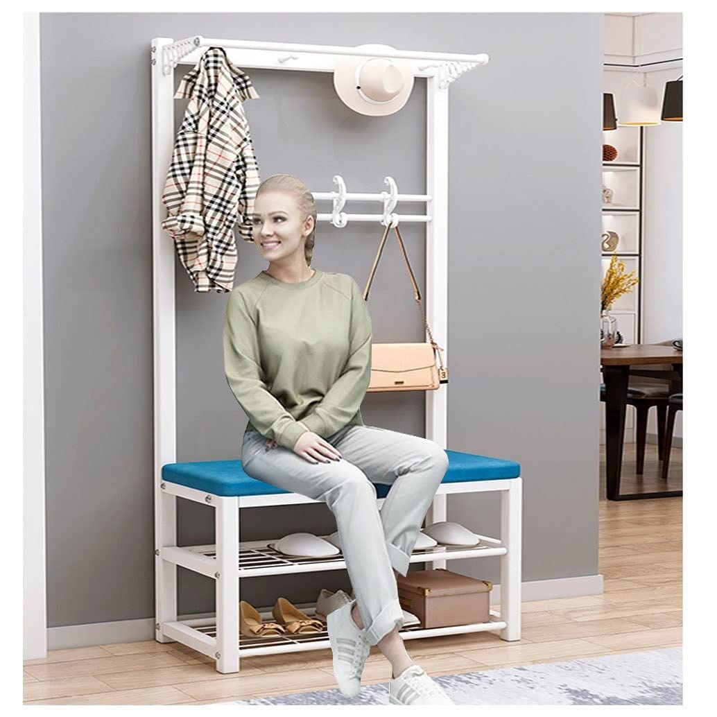 Meuble porte-manteau d'entrée avec banc pour ranger chaussures et vestes facilement