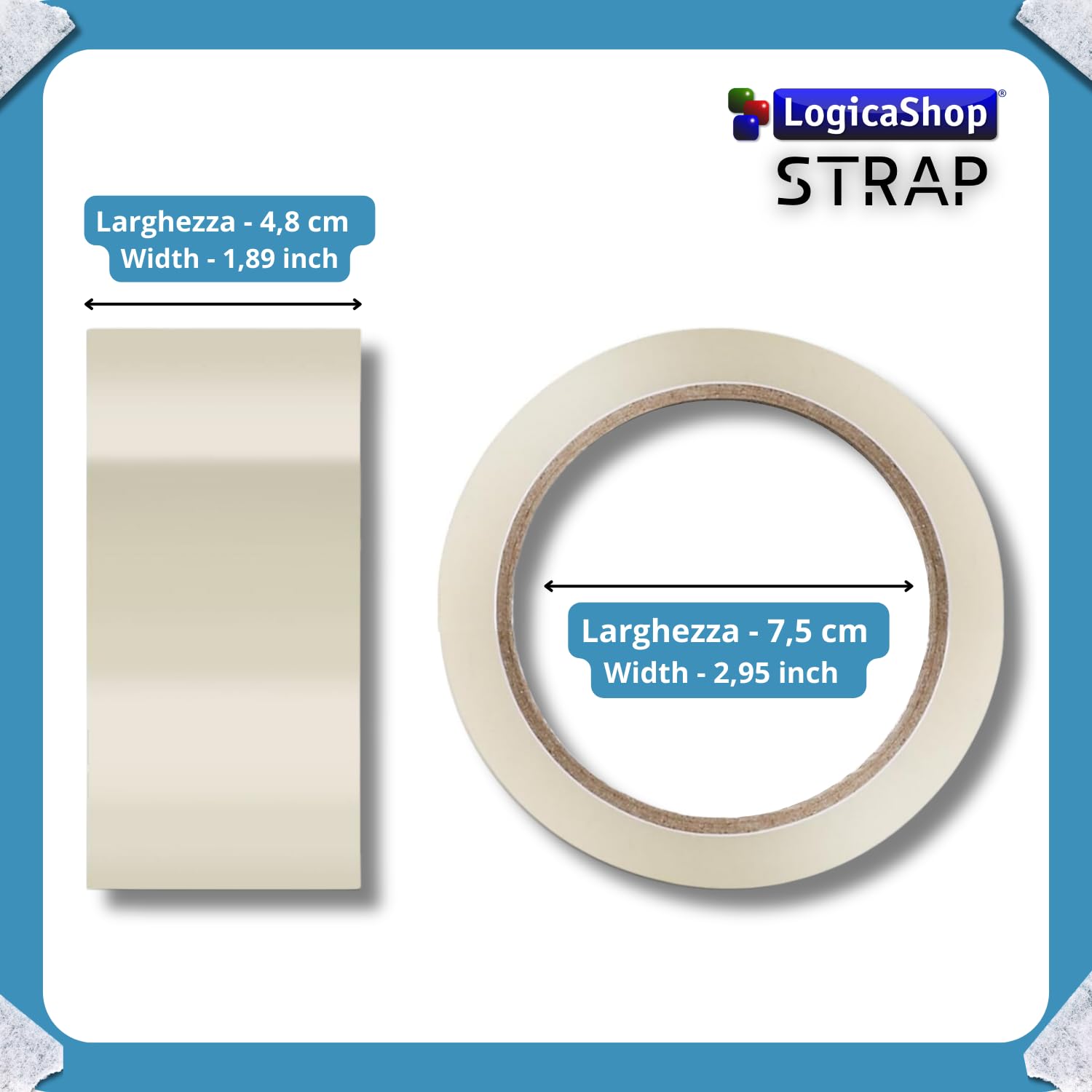 STRAP Rotoli Nastro Adesivo Largo per Imballaggio Pacchi, Spedizioni e Trasloco - Resistente e Silenzioso (36Pz, Trasparente)