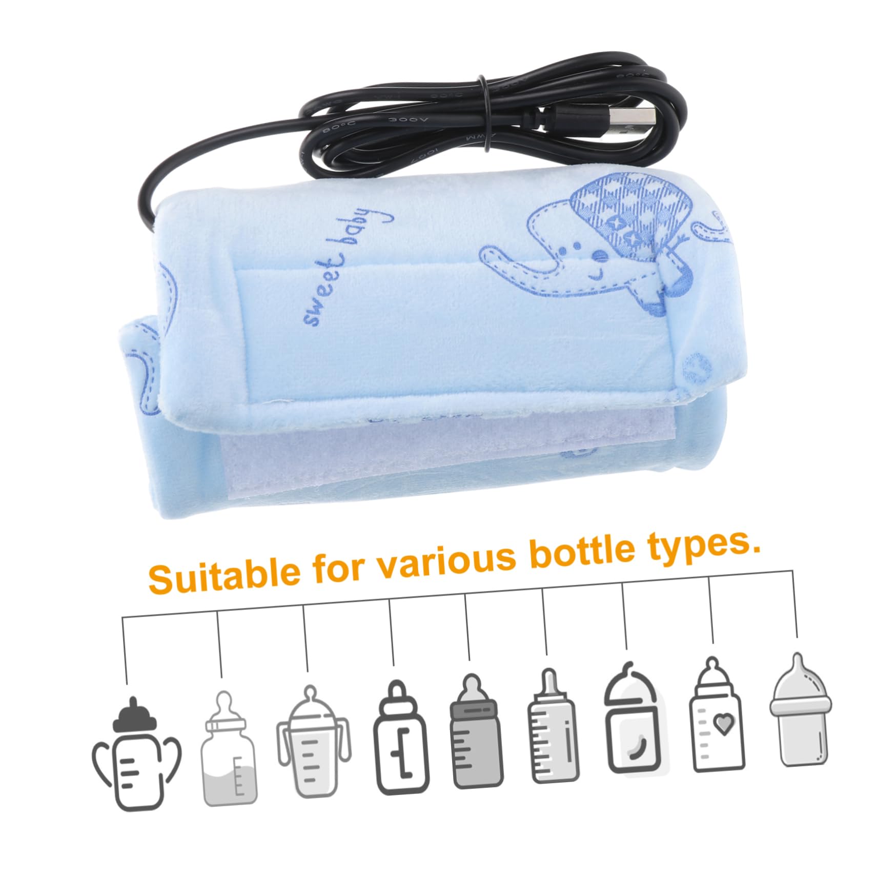 ifundom 2piezas Calentador De Biberones USB Portátil Bolsa Térmica Aislante Termostato Cubierta De para Leche De Azul