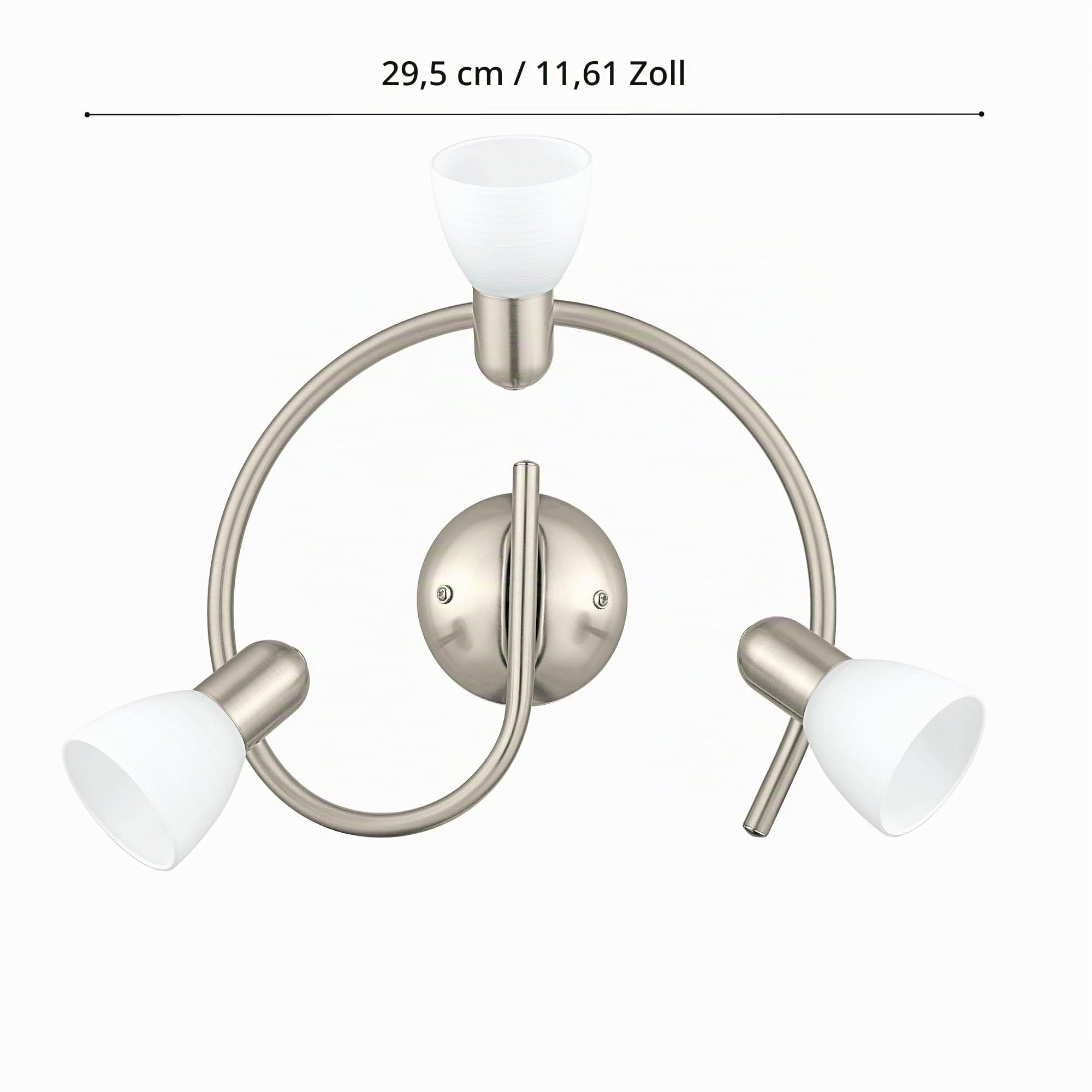 EGLO Deckenlampe Dakar 1, 3 flammige Deckenleuchte, Deckenspot aus Stahl | Farbe: Nickel matt, Glas: Milchglas mit Wischtechnik, weiß, Fassung: E14