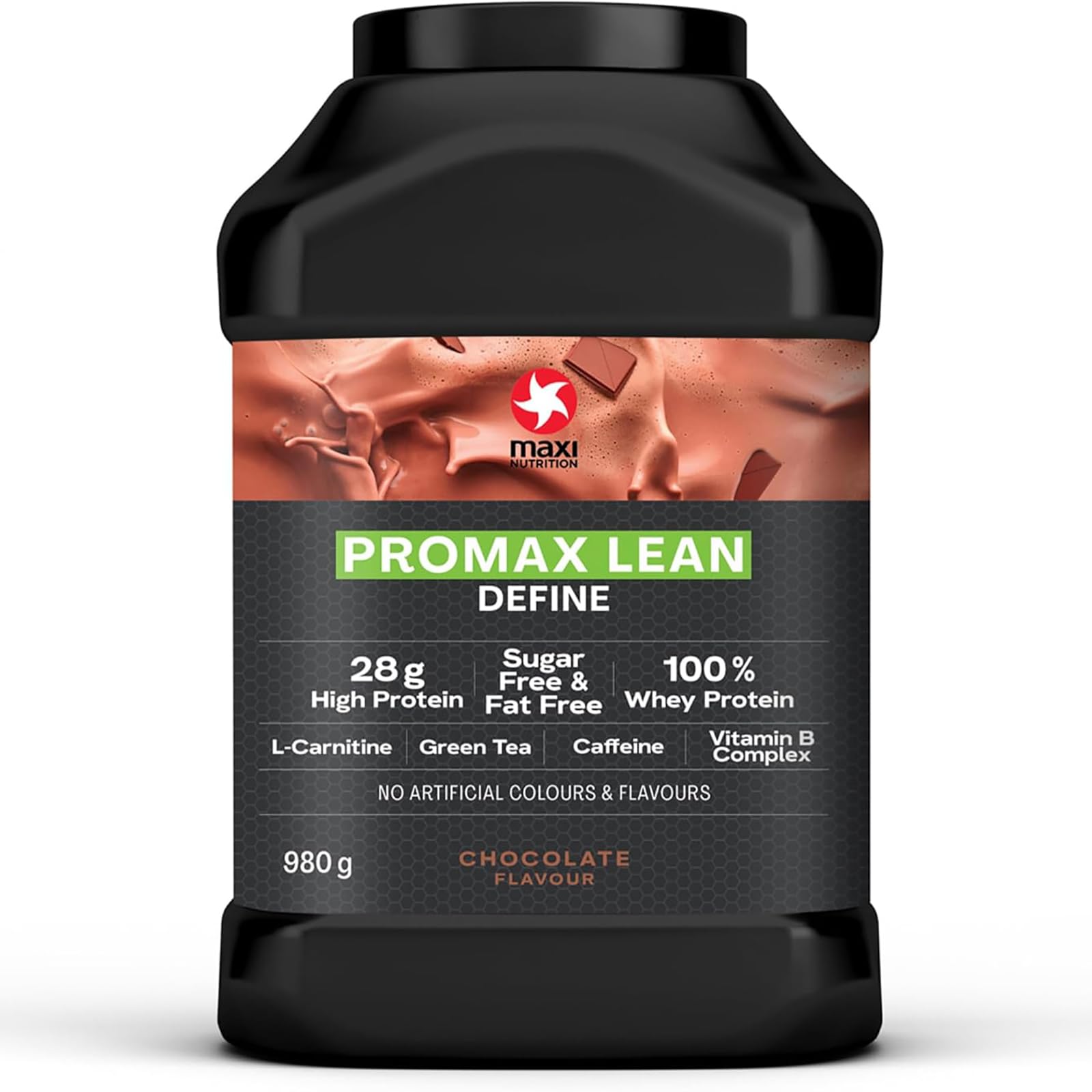 MaxiNutrition - Promax Lean, Chocolate - Whey Protein Powder for Lean Muscle Development - Sugar Free, Fat Free, 28g Protein, 128 kcal per Serving, 980g