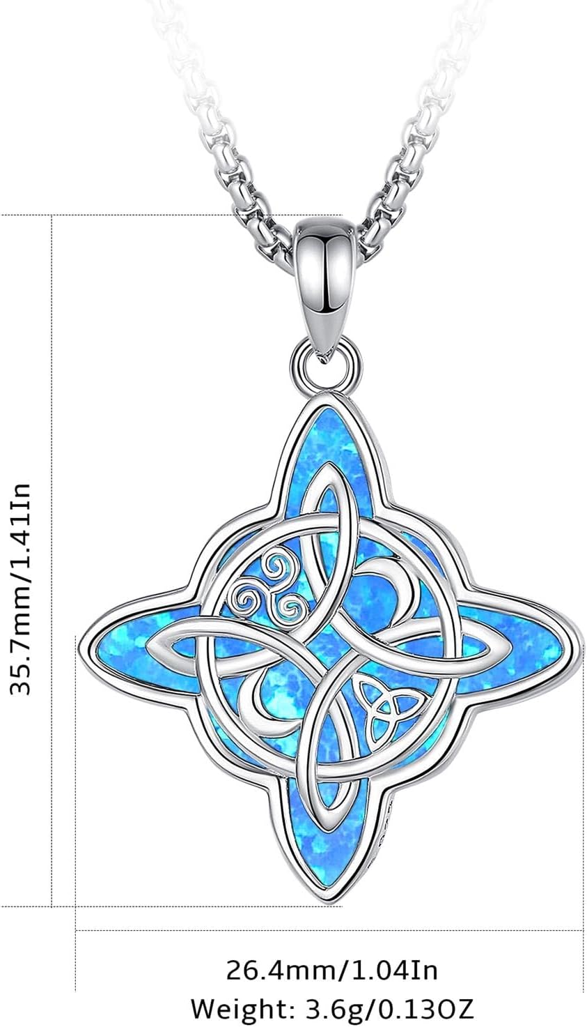 S925 Sterling Silver Witches Knot Santa Muerte Necklace for Women, Celtic Witch Knot Holy Death Patron Amulet Protection Pendant Witchy Skull Grim Reaper Religious Jewelry Gifts for Men Women