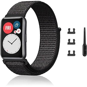 Strap Compatible with Huawei Watch Fit Women Men Soft Breathable Replacement Strap Nylon Solo Loop Adjustable Replacement Strap Sport Watch Band Compatible with Huawei Watch Fit