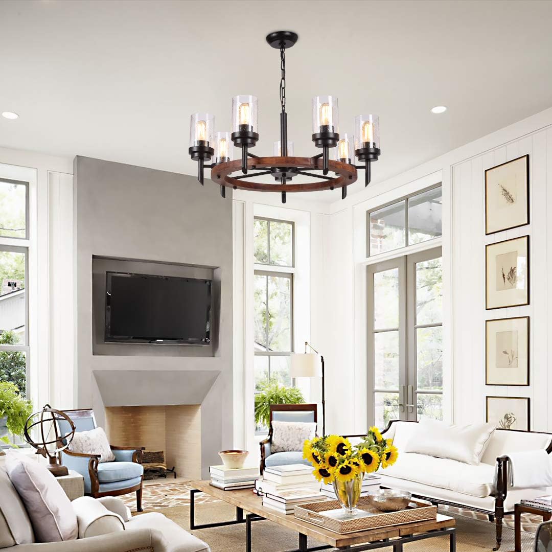 Wееklу Tор Sаlе 28 Wood Round Ceiling Light Fixture, Rustic Farmhouse Chandeliers Pendant for Dining Rooms Rustic (28 /7 Lights) Wееklу Tор Sаlе 28 Wood Round Ceiling Light Fixture, Rustic Farmhouse Chandeliers Pendant for Dining Rooms Rustic (28 /7 Lights)