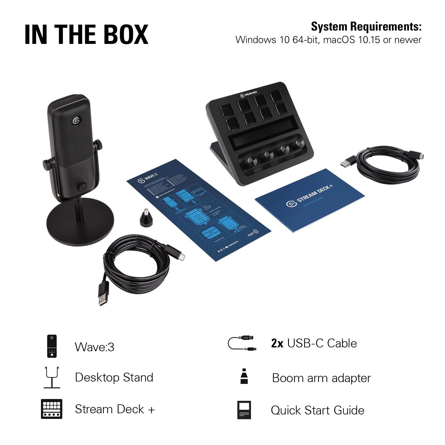 Elgato Stream Deck +, Audio Mixer, Production Console and Studio Controller for Content Creators, Streaming, Gaming, with customizable touch strip dials and LCD keys, works with Mac and PC: Audio Mixing (USB Mic) Controller + Condenser Microphone