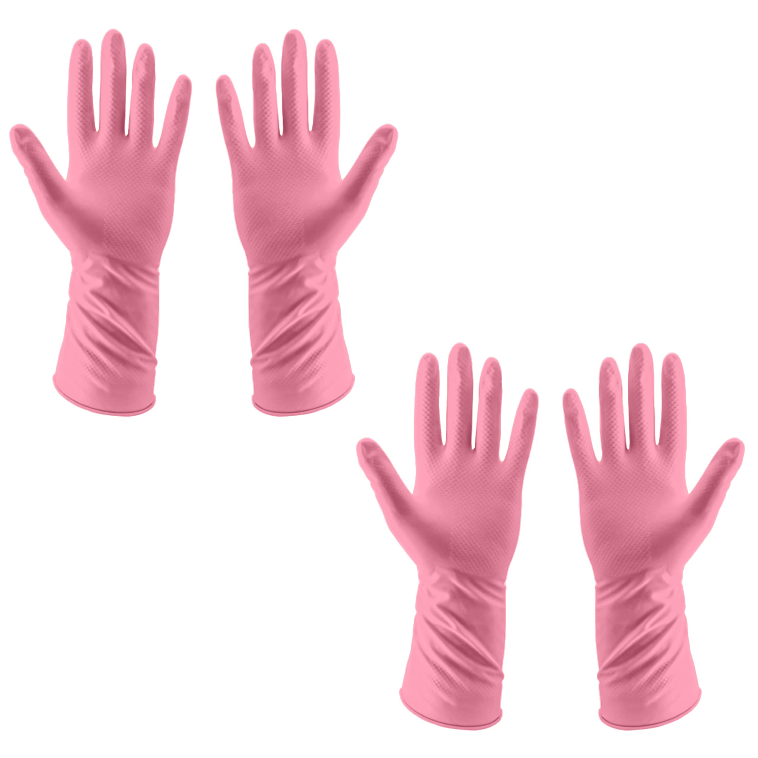 BOHEMEO Natural Rubber Medium Flock lined Household Cleaning Gloves, Pack of 2 Pairs, Pink (B0BW15VS71) Amazon Price History, Amazon Price Tracker