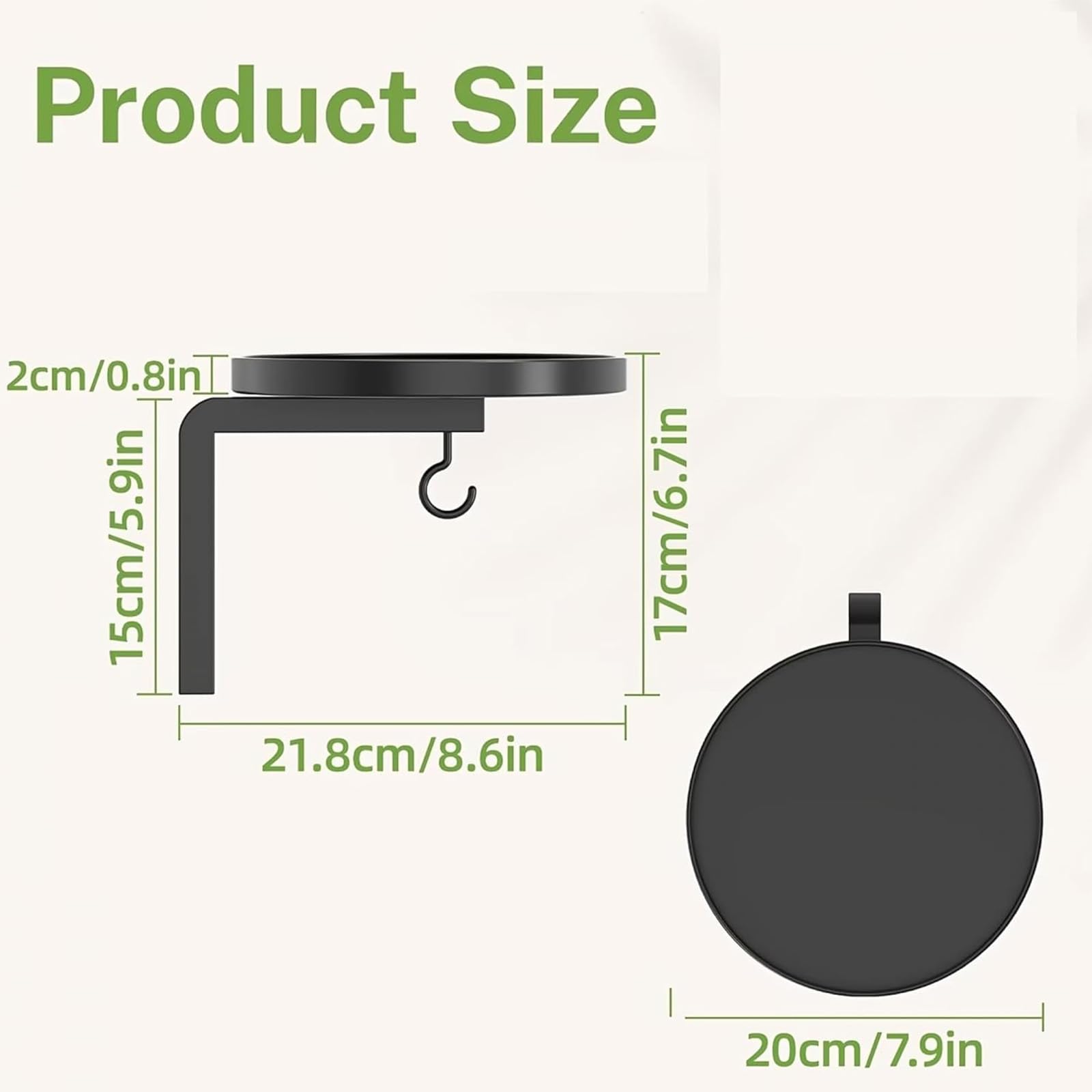 Vasca per il bagno degli uccelli in metallo montata a parete, vasca per gli uccelli montata a parete sull'albero nero, vassoio per mangiatoia sospeso da 7,9 pollici con staffa a gancio (2PCS)