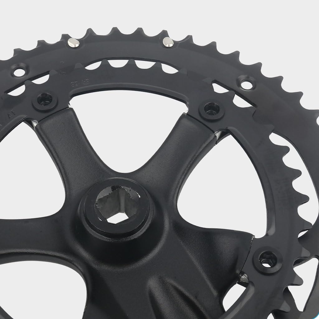 170mm Guarnitura Bici da Strada Pedivelle Quadrato 130BCD 39-53T Doppia Corona in Lega di Alluminio Anodizzato Guarniture for Bicicletta 9/10s