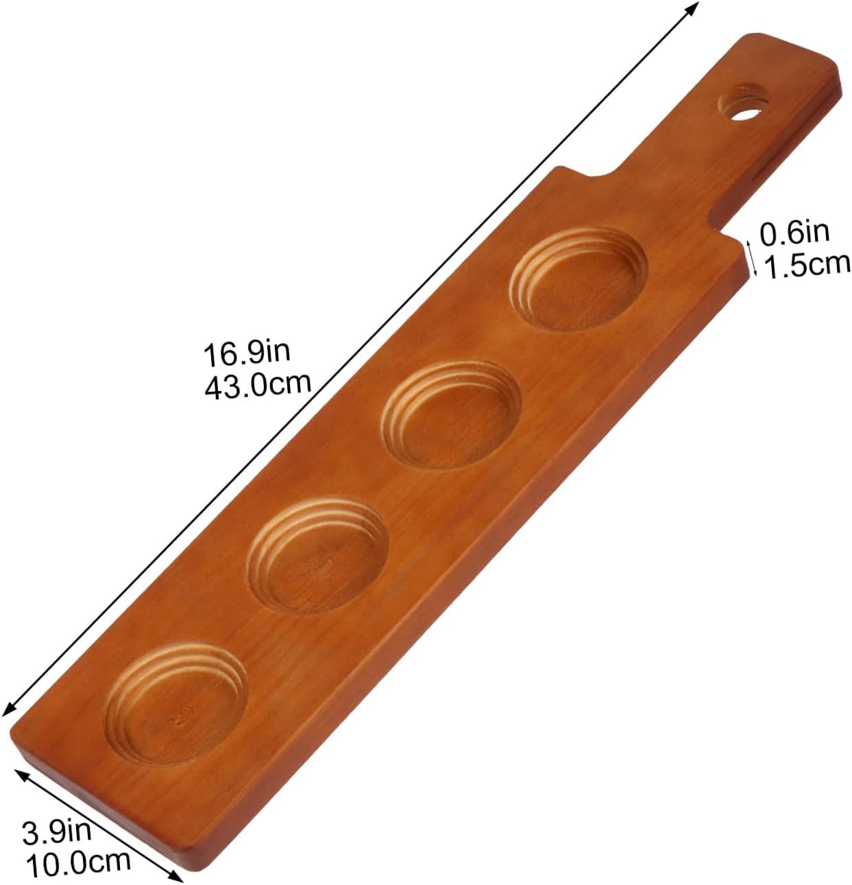 CALLARON Dining Table Set Flight Sampler Wood Paddle Serving Tray Rustic Wooden Sampler Paddle Board 4 Holes Drinks Cup Holder for Bar Flight Hotel Desktop Stand Decorative Tray