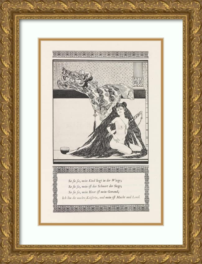 ArtDirectOtto Julius Bierbaum 13x18 Gold Ornate Frame and Double Matted Museum Art Print Titled - The Beautiful Girl from Pao (1910)
