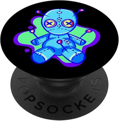 Voodoo Doll Rave EDM Festival Techno House Trippy Synthwave PopSockets agarre y soporte para teléfonos y tabletas, Negro