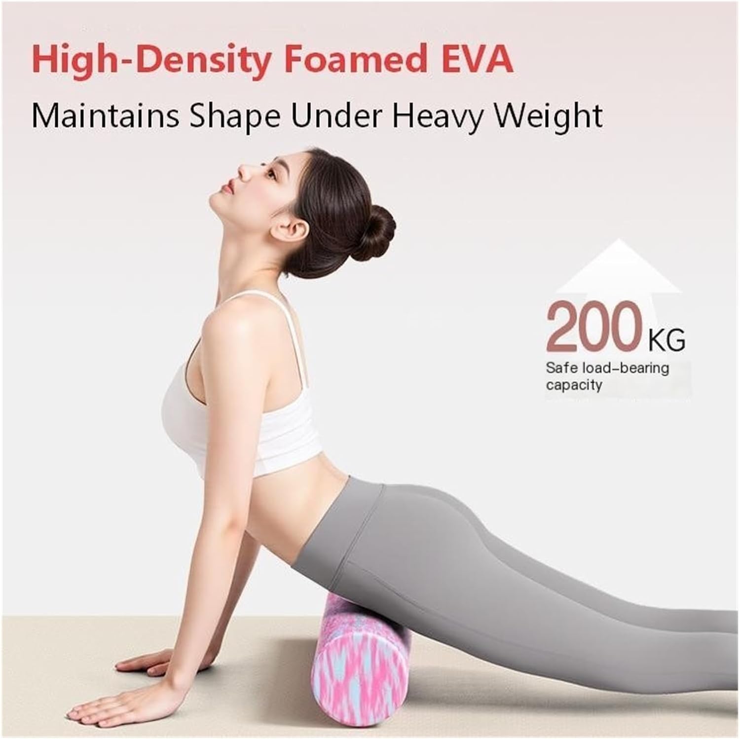 EVA Foam Roller - Beginner-Friendly Solid Textured Massage Roller for Muscle Relaxation, Back Rolling & Fascia Release - Yoga Fitness Tool(Cyan Green,Large)