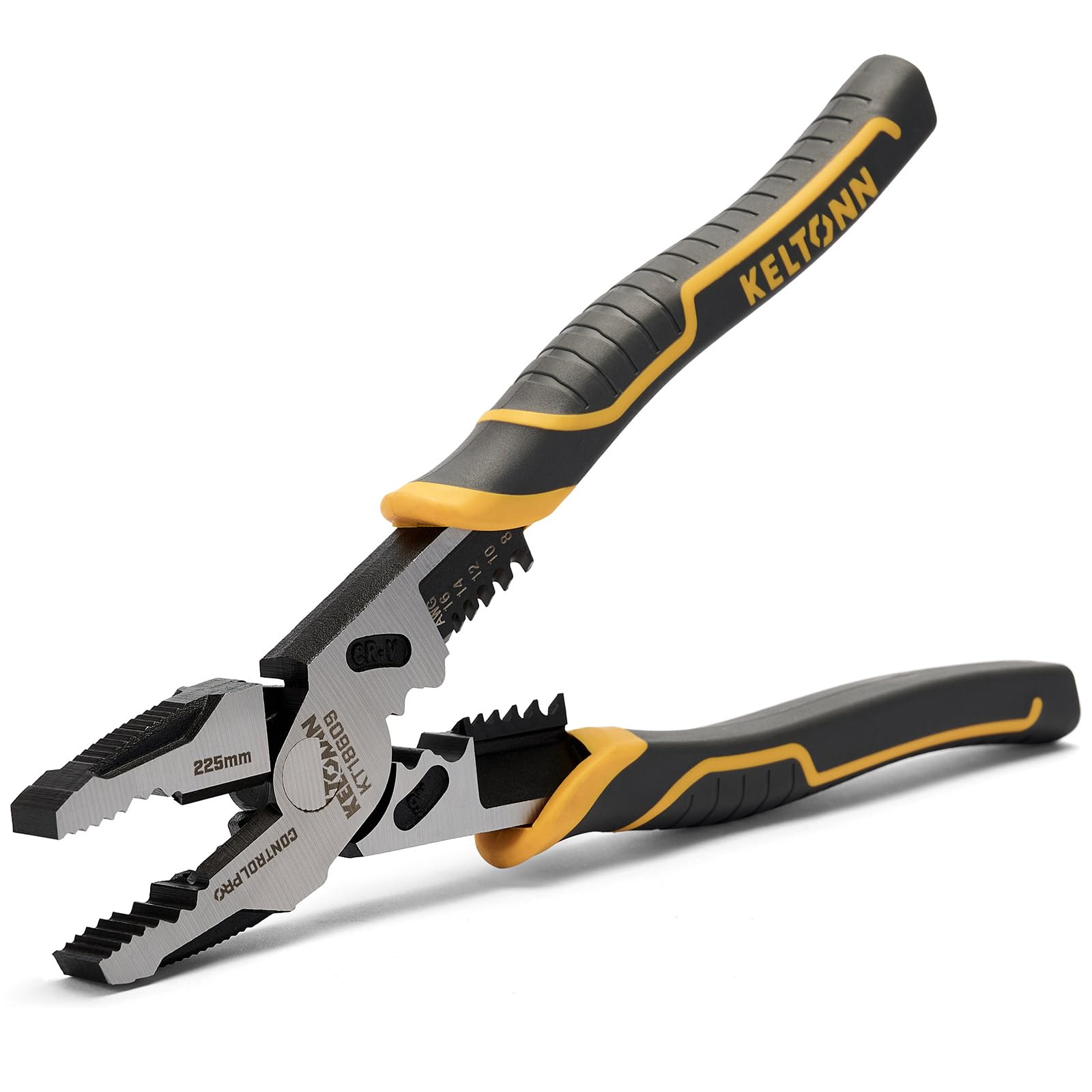 Pinze combinate spelafili, pinza crimpatrice e crimpatrice, strumento da 22,9 cm, 6 in 1, in acciaio Cr-V resistente, per presa, spelatura, crimpatura, lavori elettrici
