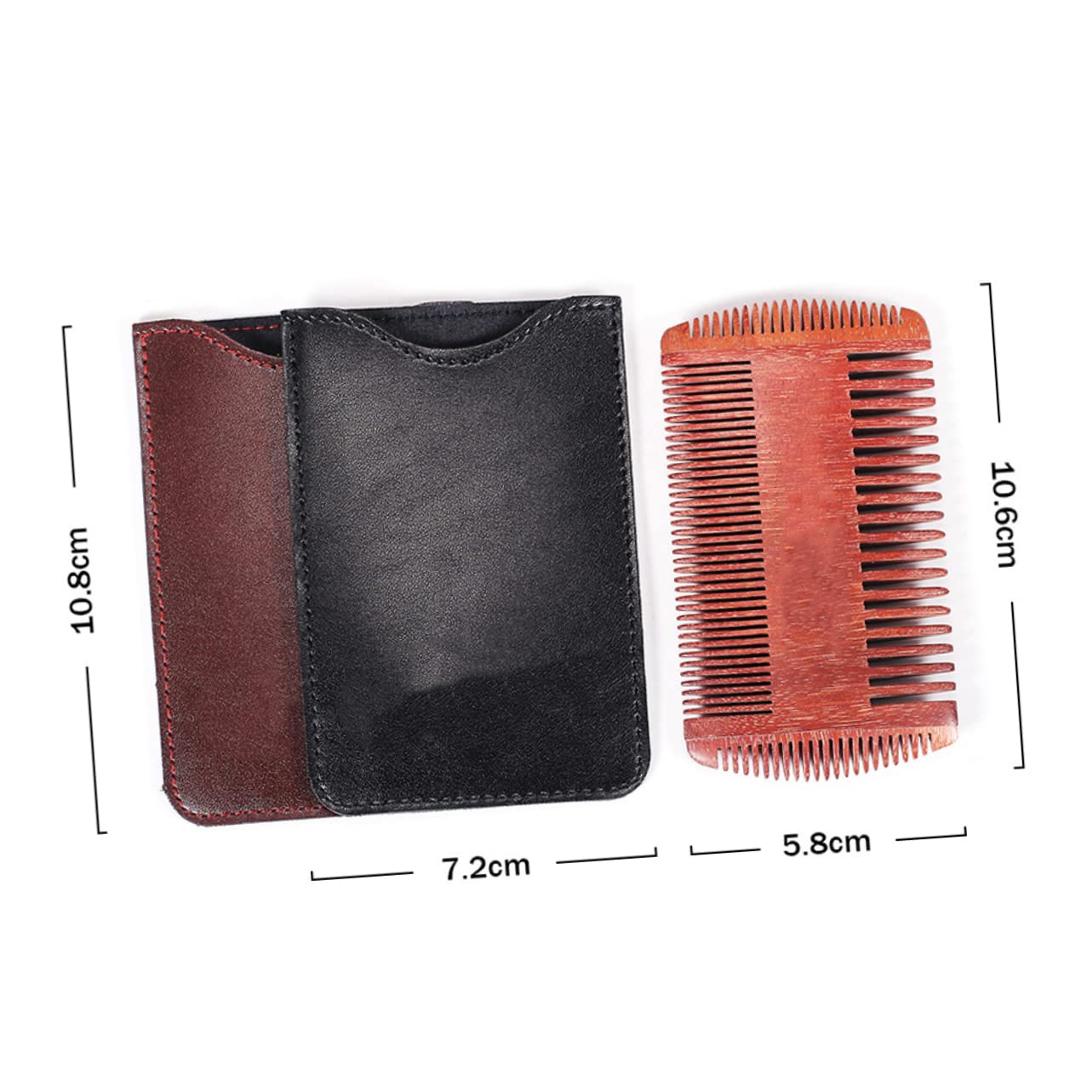 PACKOVE 4-sided Beard Comb Wooden Anti-static Styling Tool Coarse Fine Teeth Travel-friendly Storage Bag Random Style
