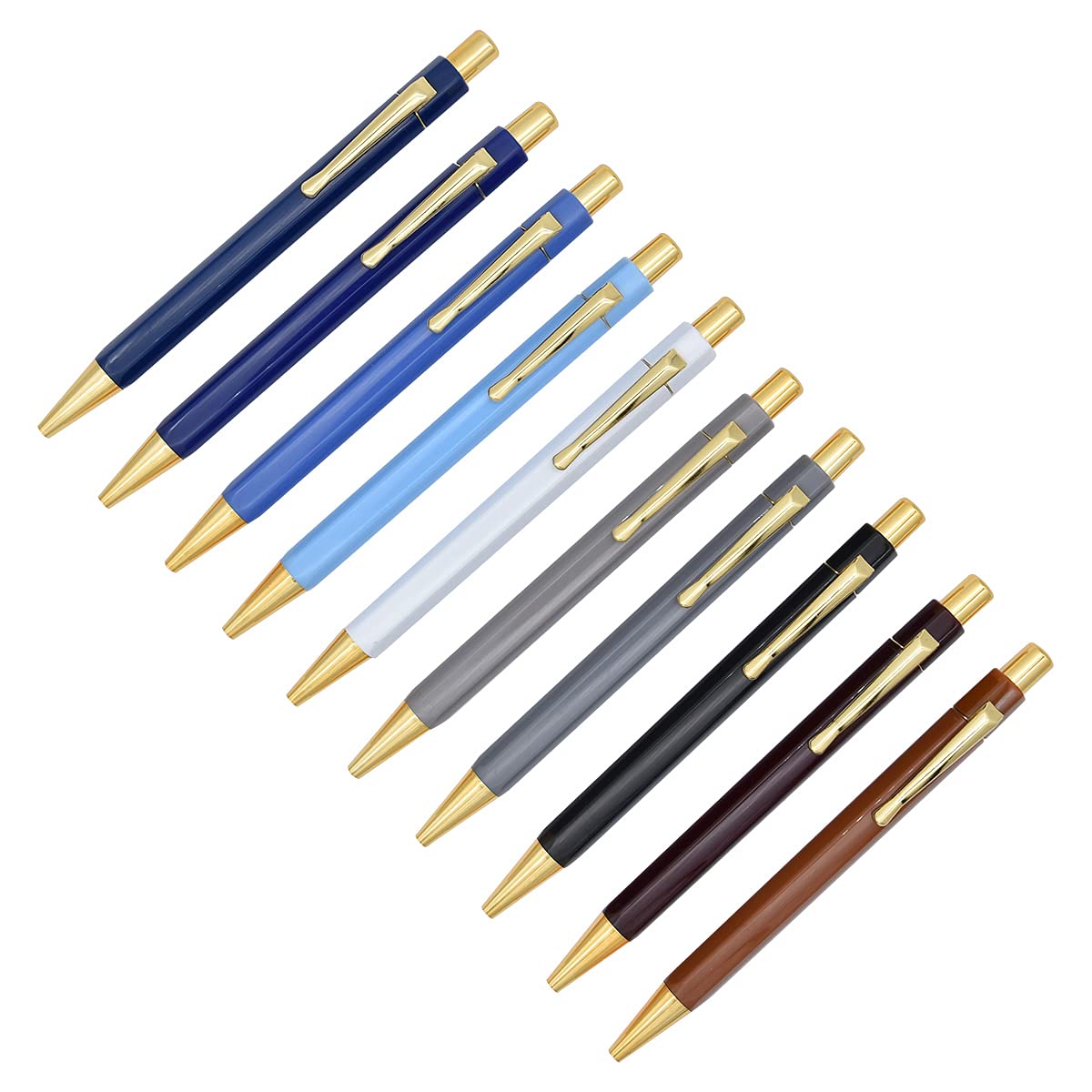 SIPLIV 10 Pcs Click Ball Pens Metal Pen Clip Retractable Pen Glitter Ballpoint Pens with Blue Ink Office Supplies Gift Pens - Image 2