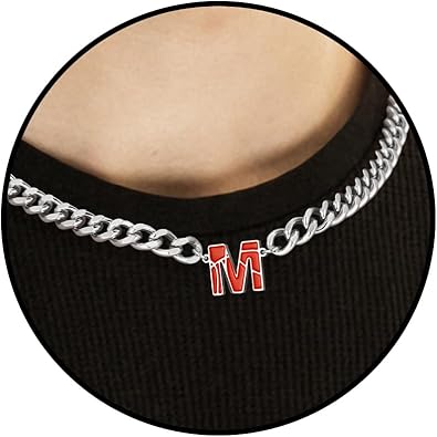 Basketball Necklaces for Boys Stainless Steel Initial Necklace with Letter A-Z 6.5mm Cuban Chain Adjustable Gifts for Men Boys 16+2 Inches