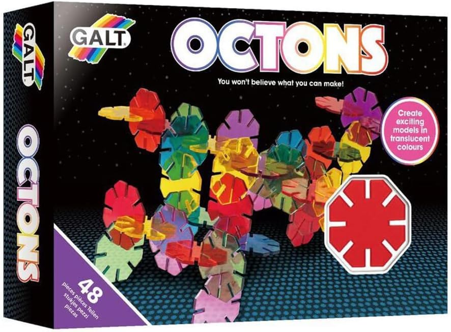 GALT FIRST OCTONS 48 bright fluorescent octagonal shapes in 6 assorted color's