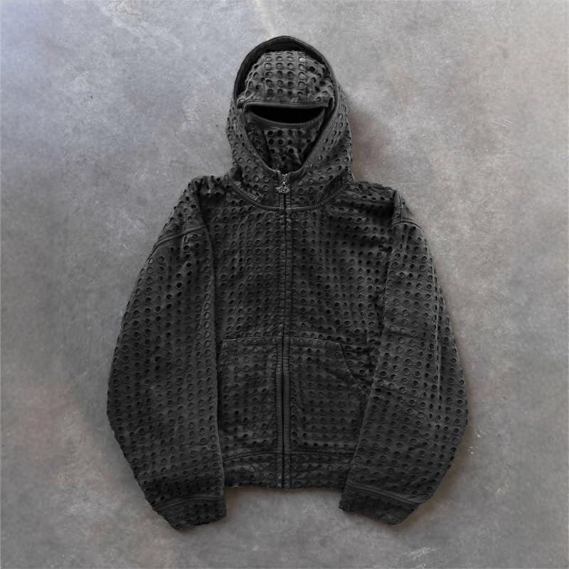 Men' Gothic Hoodie Retro eyelets Hooded sweatshirt Y2K zip up Hoodie Grunge Hooded Sweatshirt Harajuku clothes4