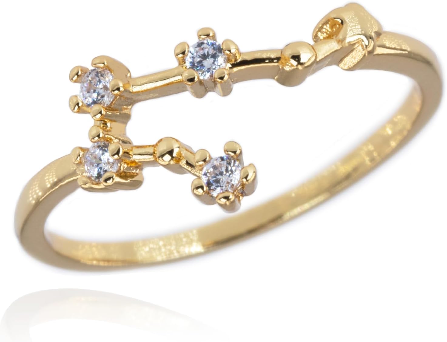 Zodiac Constellation Ring with Cubic Zirconia Stones made of Zinc, Steel, Brass by (GEMINI & GOLD)