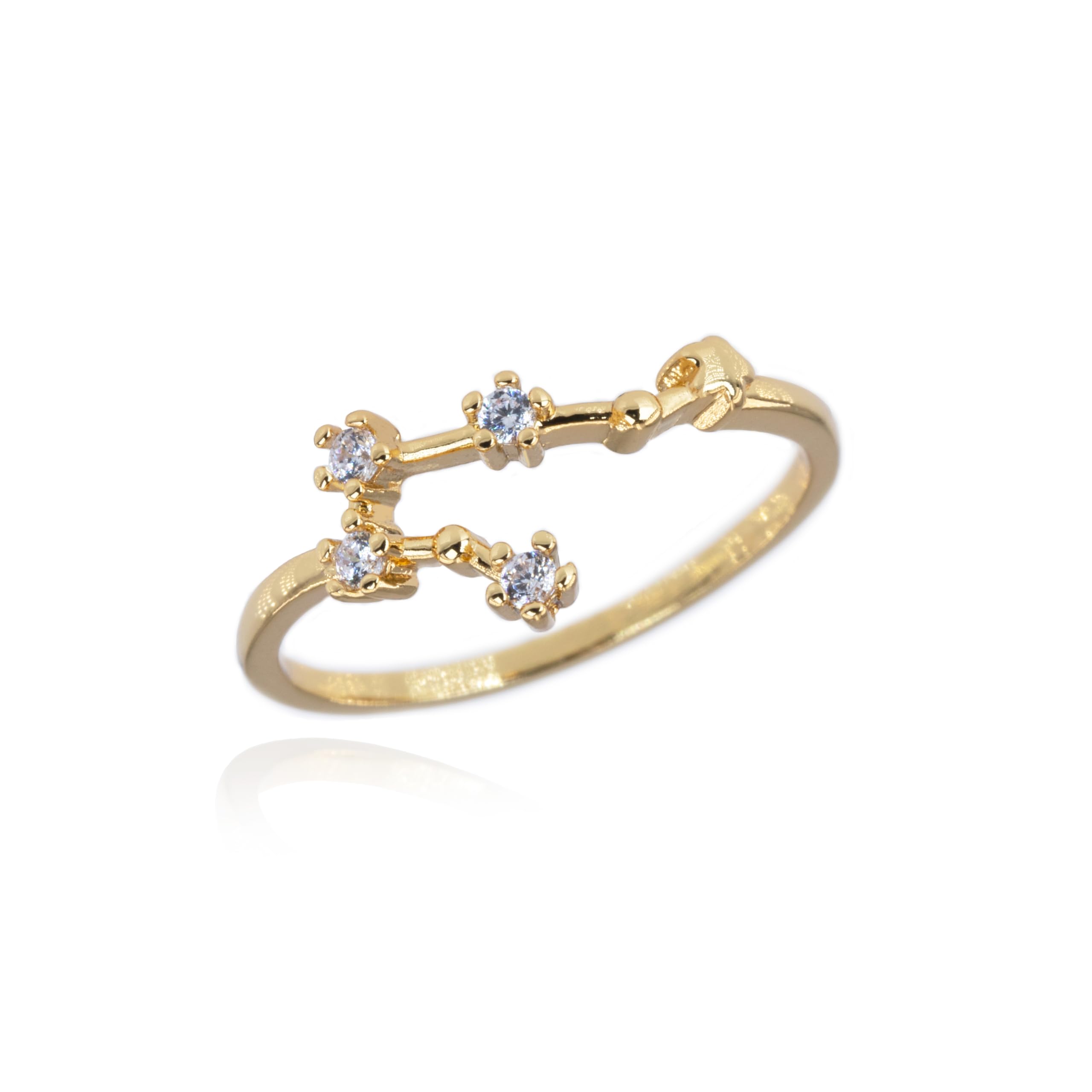 Zodiac Constellation Ring with Cubic Zirconia Stones made of Zinc, Steel, Brass by (GEMINI & GOLD)