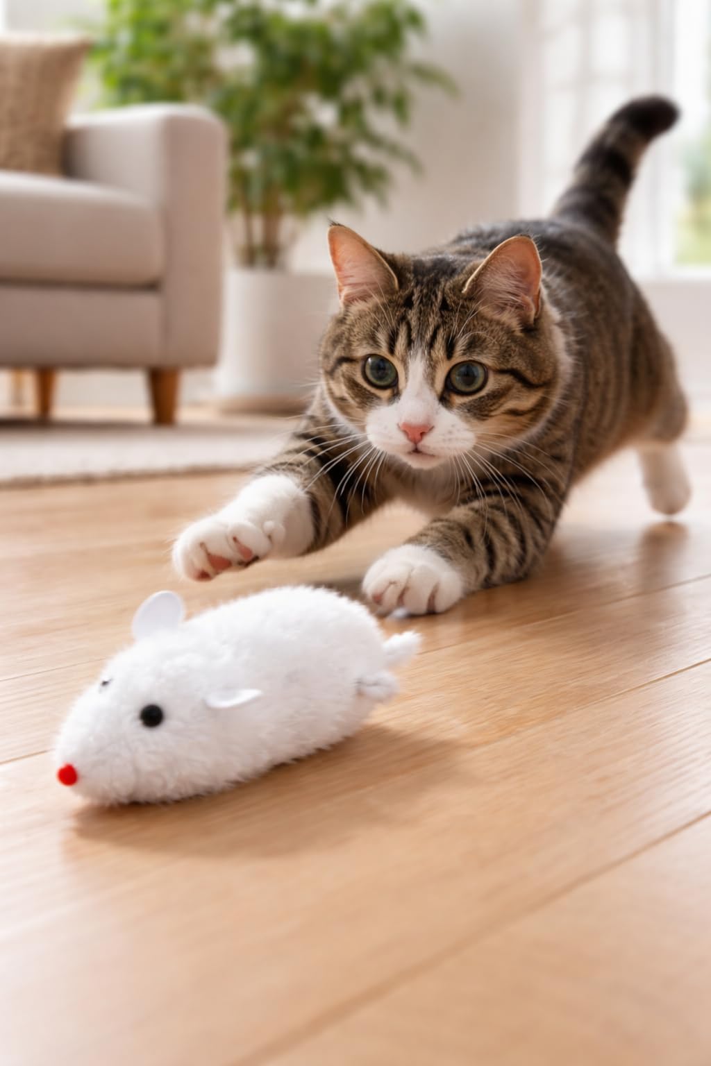 Busstier Çok Renkli Kurmalı Fare Kedi Oyuncağı Pilsiz Hareketli Peluş Fare İnteraktif Av Oyunu Kediler ve Yavru Kediler İçin Egzersiz Aktivite Ev İçi Oyun Eğlence Dayanıklı Yumuşak Doku