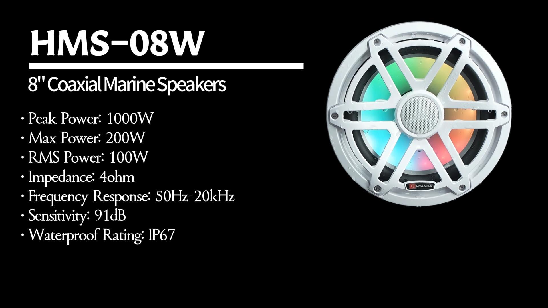 Amazon.com: H YANKA HMS-08W 8-Inch Marine Speakers, 1000W, LED