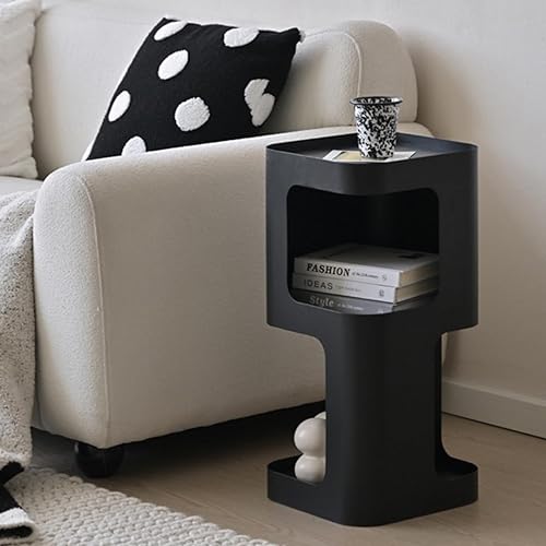 Miniatura 2 de Mesa auxiliar moderna, mesa auxiliar pequeña para espacios pequeños, mesita de noche de metal con estante de almacenamiento, mesa de noche que