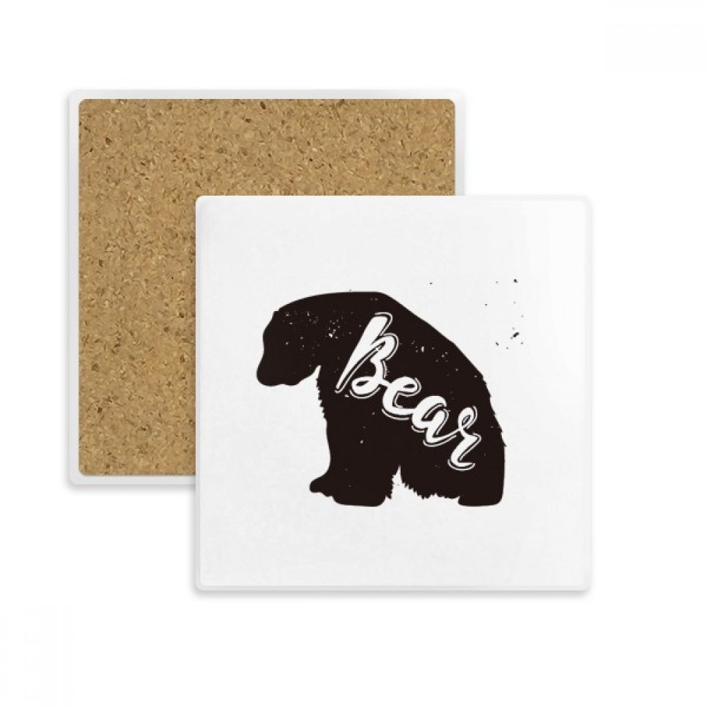 Dessous de verre carré blanc en pierre absorbante motif ours polaires multicolor