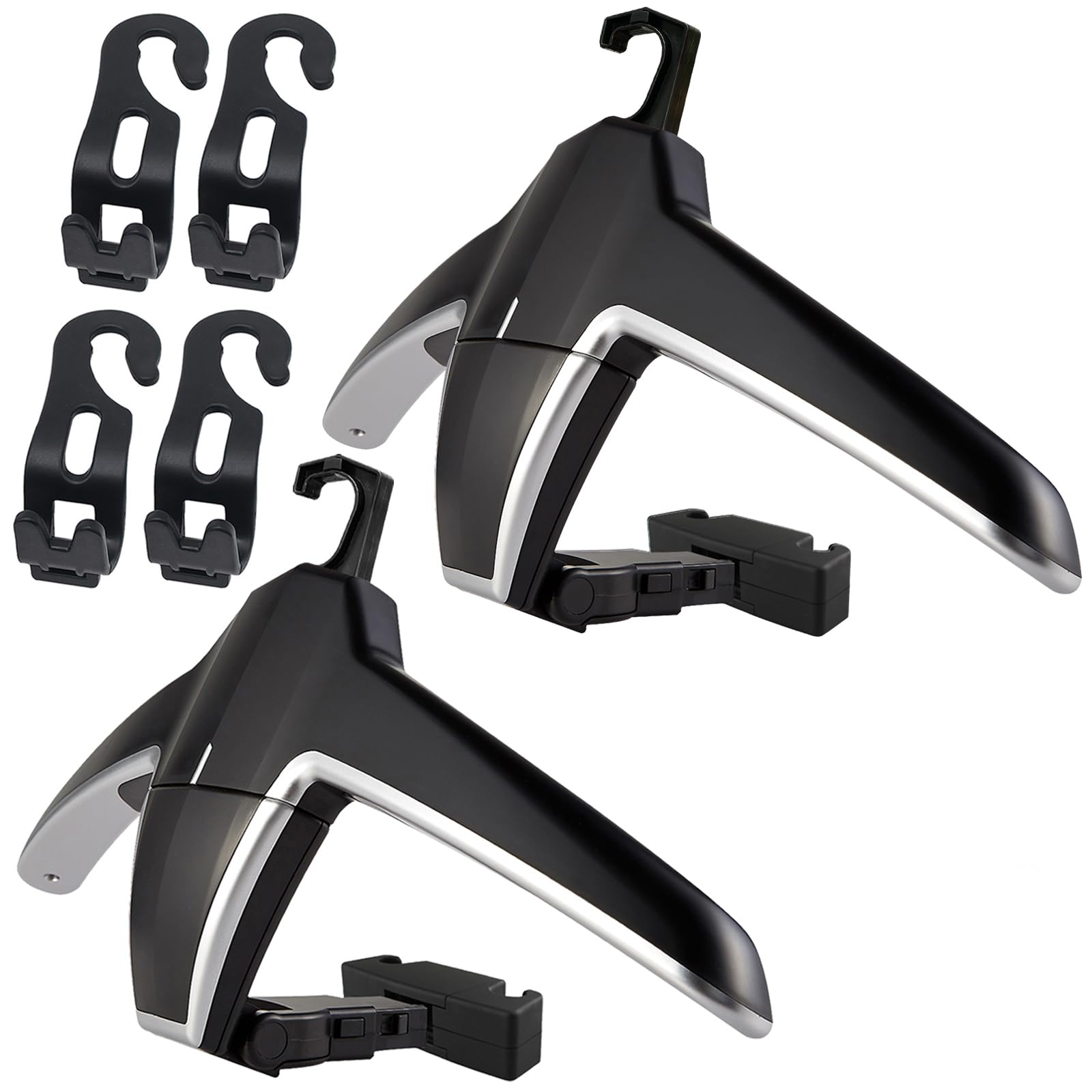 ENGYNC 2 Car Back Seat Headrest Hanger with 4 Car Hooks for Coat, Jacket, Suit, Clothes, Purse, Handbag and Grocery Bags - Multi-Purpose Storage