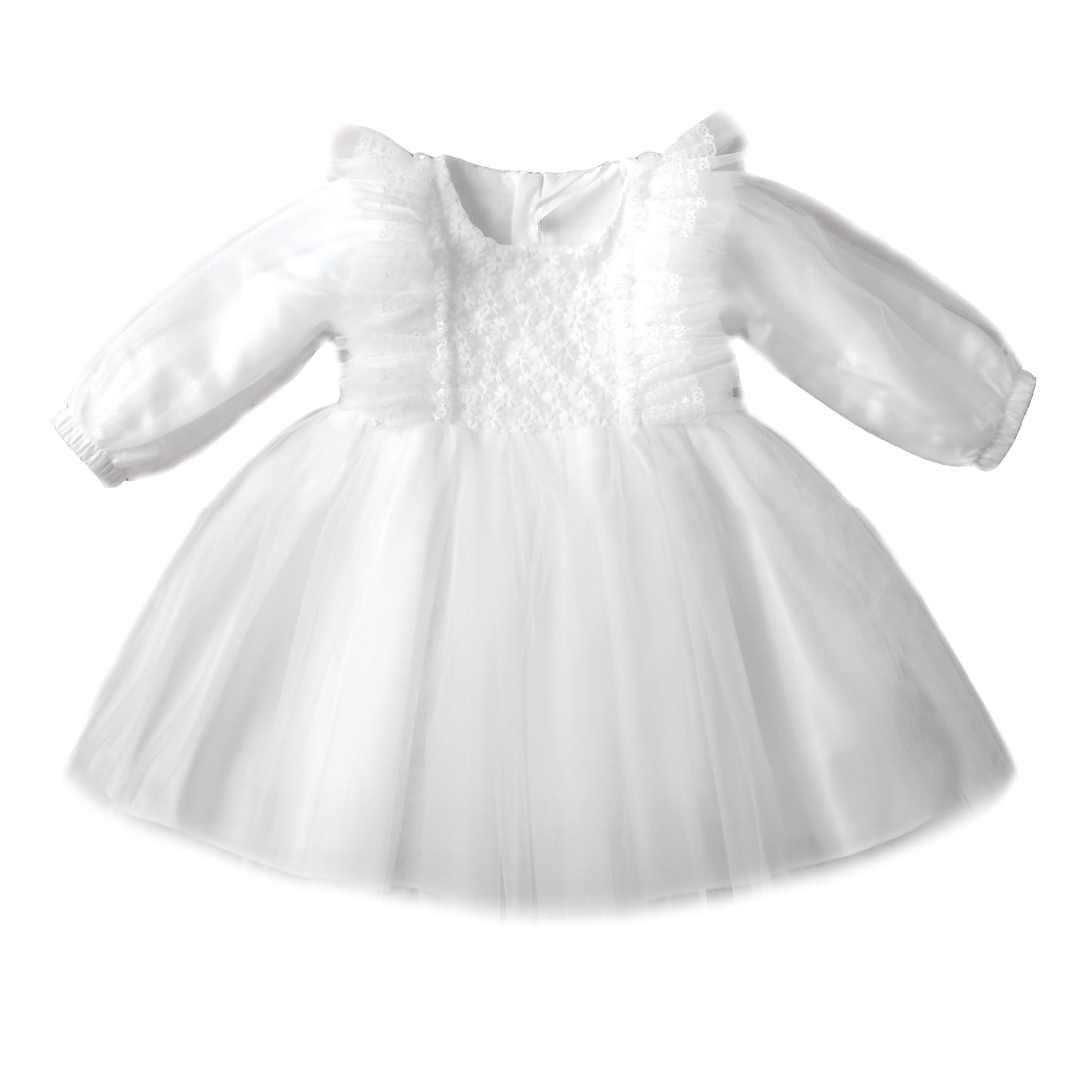 Taufkleid Langarm Spitze Tüll Baby Mädchen Blumenmädchen M94
