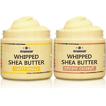 AKWAABA Whipped Shea Body Butter 2-Pack Sweet Mango + Creamy Coconut Nourishes & Moisturizes | Made with Shea Butter | No Dyes & Parabens | 2 x 12 oz 340 g Each