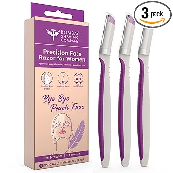 Bombay Shaving Company Face Razor for Women | For Instant Hair Removal (Eyebrows, Upper Lip, Forehead, Peach Fuzz, Chin, Sideburns) (Pack of 3)