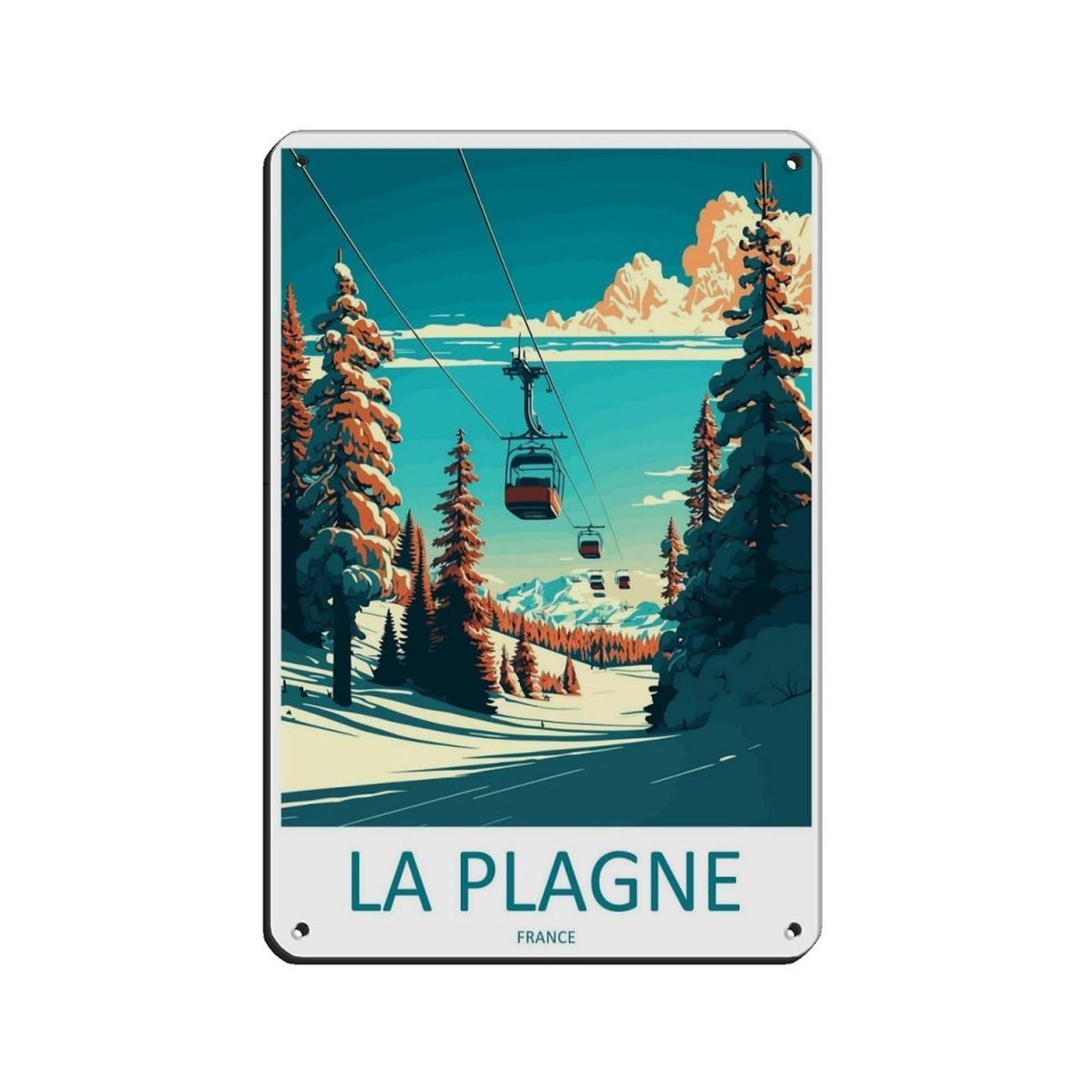 La Plagne Travel Art Ski Art Gift (60) Tin Sign Vintage Metal Pub Club Cafe Bar Home Wall Art Decoration Poster Retro 8x12inch(20x30cm)
