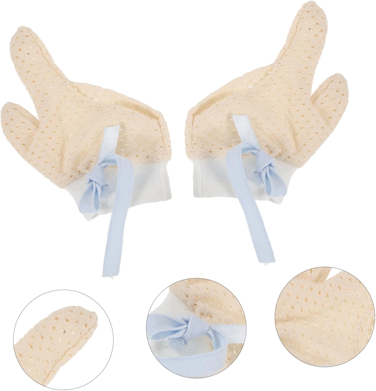 ERINGOGO 1 Pair Newborn Mittens Biting Stop Protector and Thumb Guard for Protection Gloves Finger Thumb Stop Deterrent Anti Teething Cotton Yarn Sky-Blue