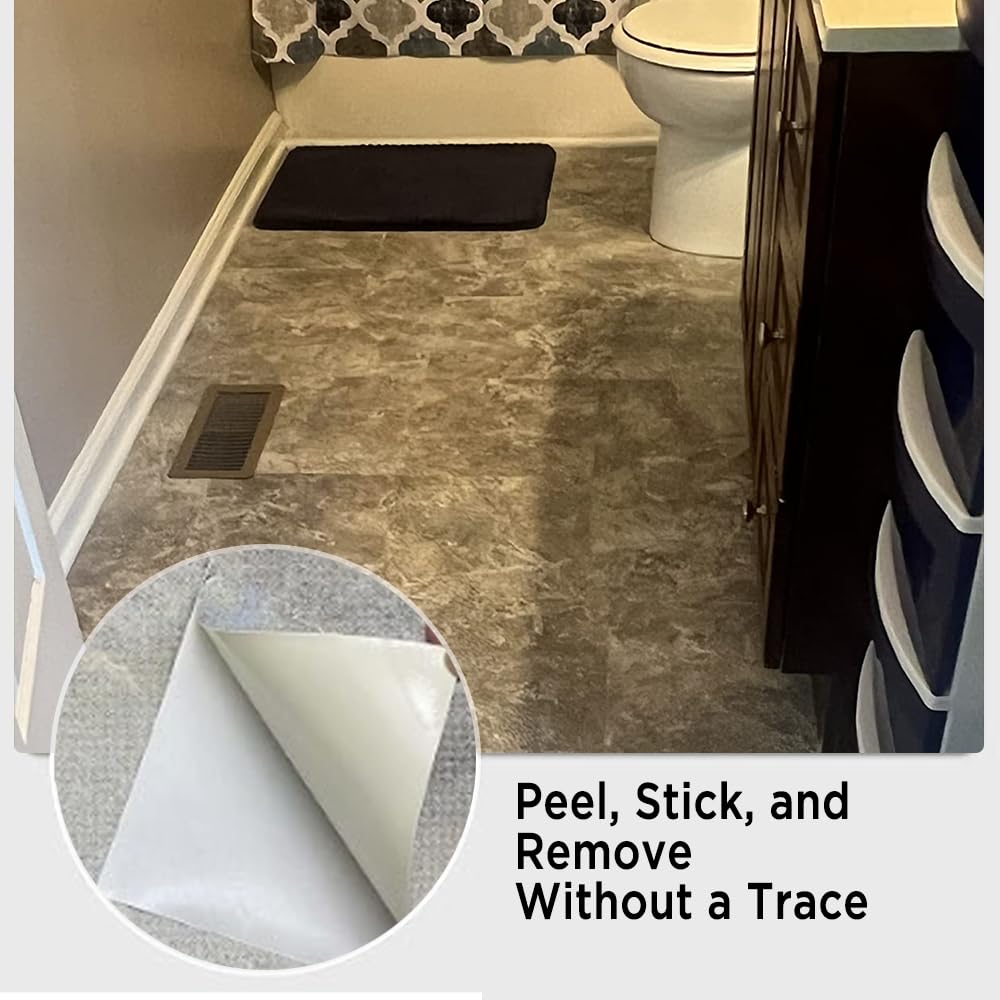 Chic Stone Vibe Underfoot – auxua Lot de 20 carreaux de sol à décoller et à coller, 30,5 x 30,5 cm d'épaisseur, tons gris, imperméables, sans résidus pour une ambiance instantanée