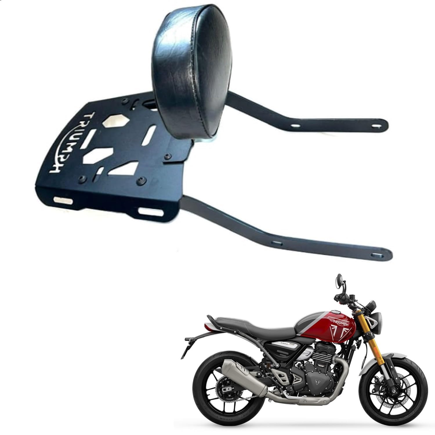 Gate 7 Heavy Duty Metal Motorcycle Luggage Rack with Backrest and