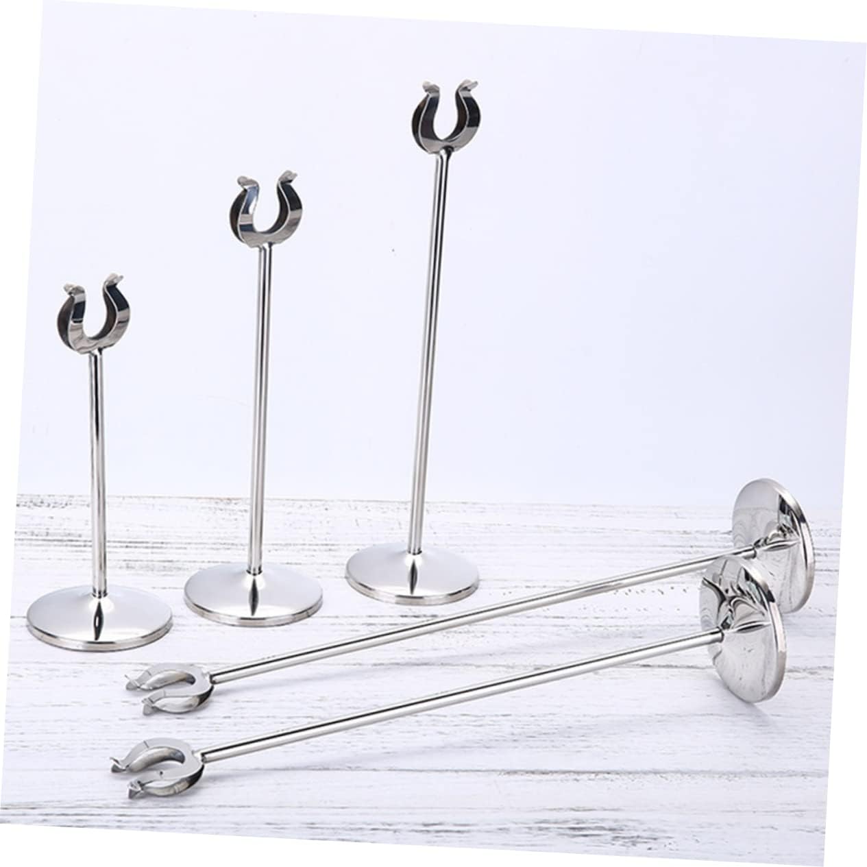 1Pc Stainless Steel Table Cards Holder U-shaped Menu Clip Stand for Events Non-slip Base Design for Table Numbering Name Cards for Restaurants Banquets