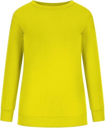 Miniatura 4 de Stessotudo Camisas casuales de manga larga para mujer, color liso, holgada, delgada, talla grande, cuello redondo, estética, sudadera