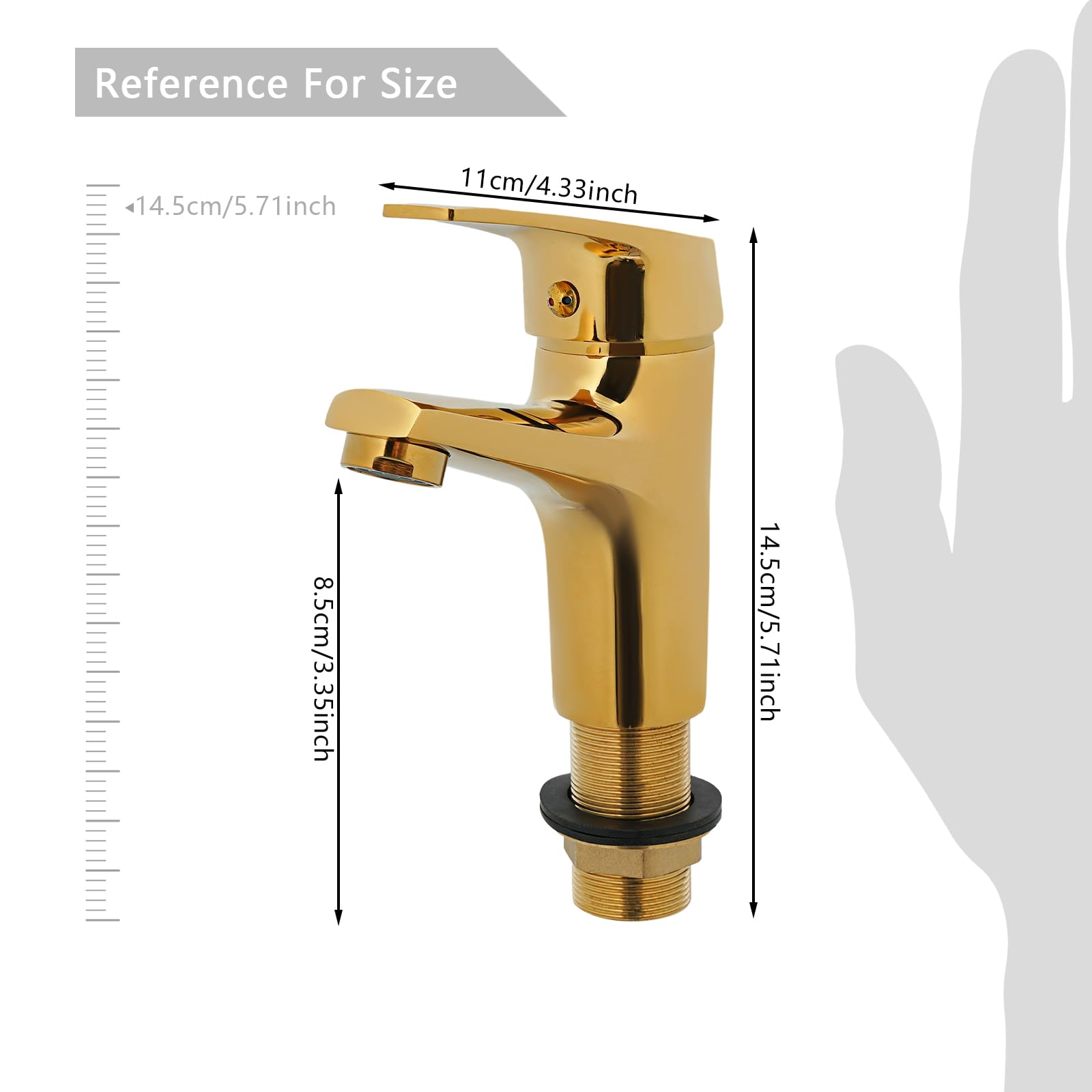 Grifo de lavabo de latón con orificio dorado